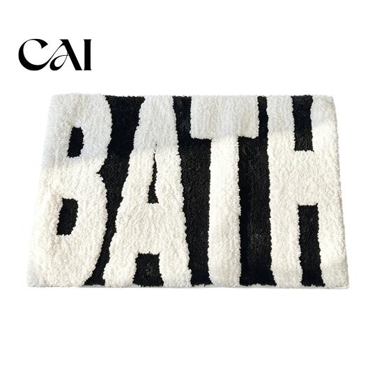 Modern Home Bath Mat Mat, Absorbent Non-Slip Bathroom Rug, Fun English Letters, Comfortable Feet Machine Washable Cozy Rug for Tub Sink Decorative