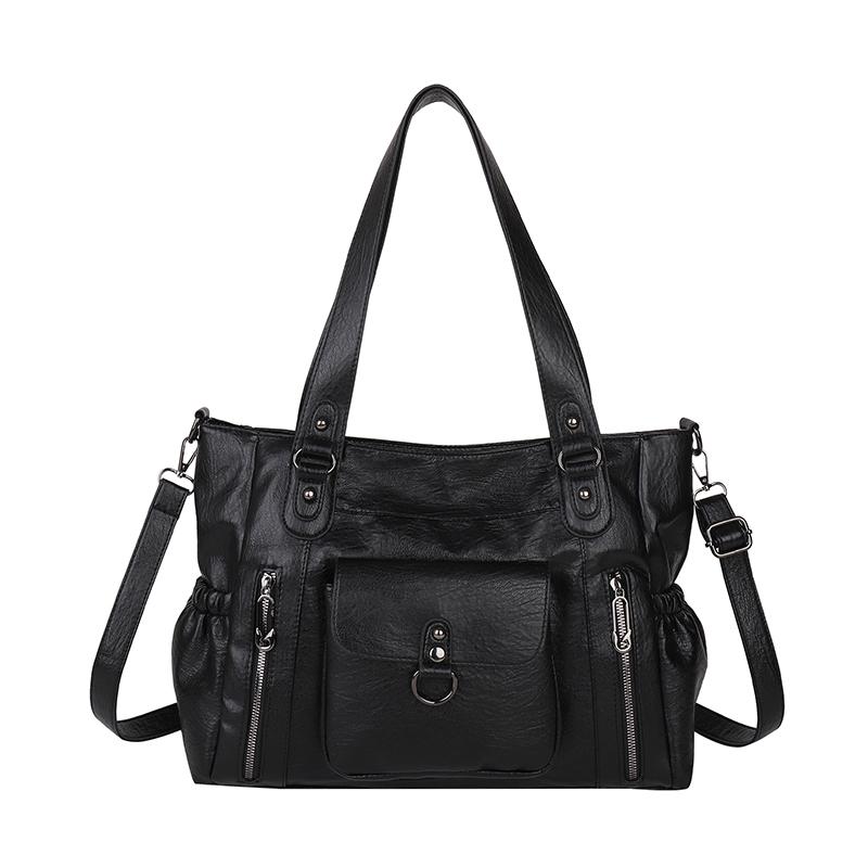 

Fashionable PU Tote Bag Women s Multi Pocket Handbag with Adjustable Shoulder Strap Everyday Carry Bag
