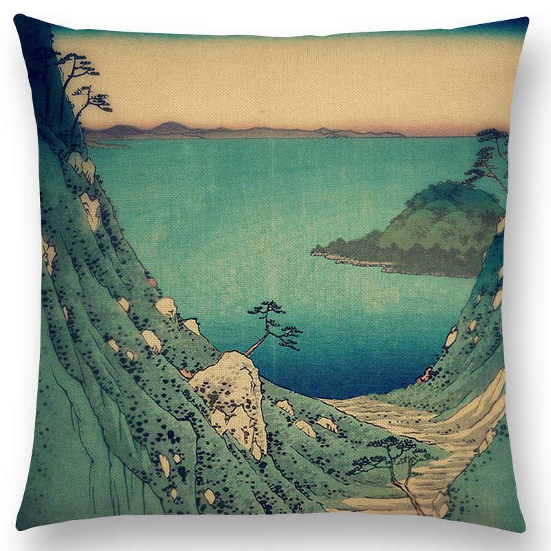Mount Fuji Spring Pillow Cover Landscape Painting Cushion Cover Four Seasons Nature Scenery Fuji Mountains Sofa Pillow Case