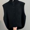 Double-Sided Women's Half-High Collar Cable Knit Vest Sweater - Autumn/Winter French Style Loose Fit.