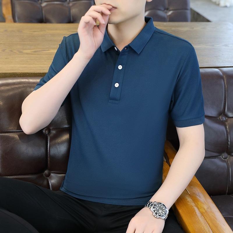 Ice Silk Short Sleeve Men'S T-Shirt Polo Shirt New Casual Shirt Men'S Group Lapel T-Shirt Workwear