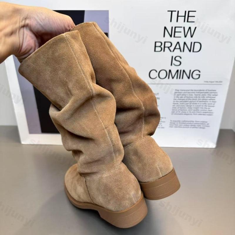 Damskie Botki 2026 Jesienna Moda Zamszowe Outdoor Antypoślizgowe Wygodne Krótkie Botki Damskie Codzienne Buty na Niskim Obcasie Botas Mujer