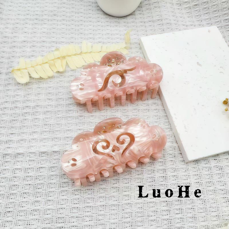 Luohe Jewelry Pink Acetate Rhinestone Shark Hair Clip - Ancient Style Women's High-End Accessory