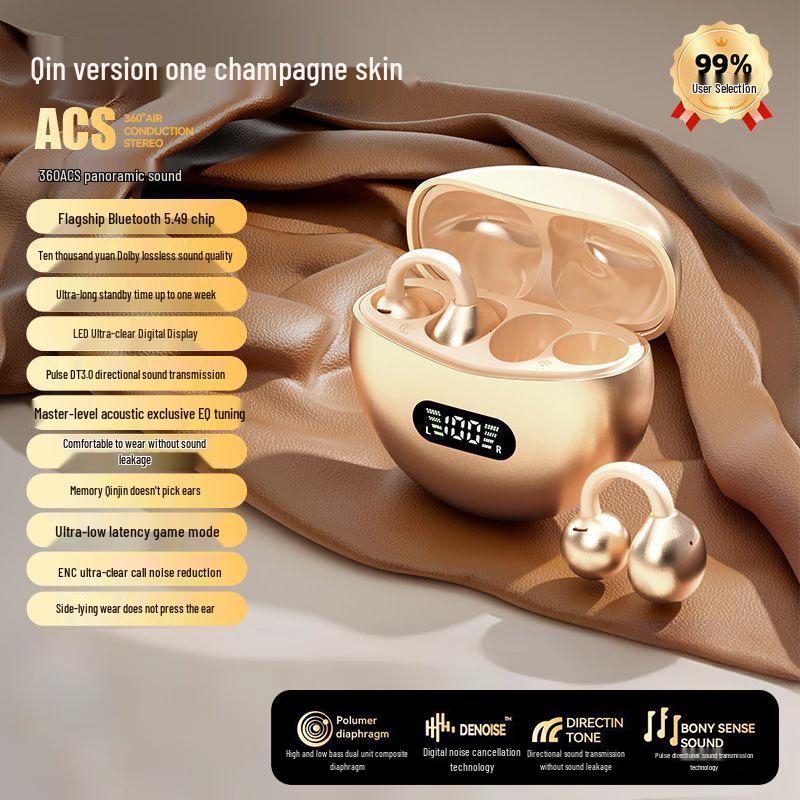 

A88 Ear Clip Wireless Bluetooth Earphones: Ultra-long Battery, In-Ear Free, Low Latency, Comfortable for Long Wear, Sleek Design