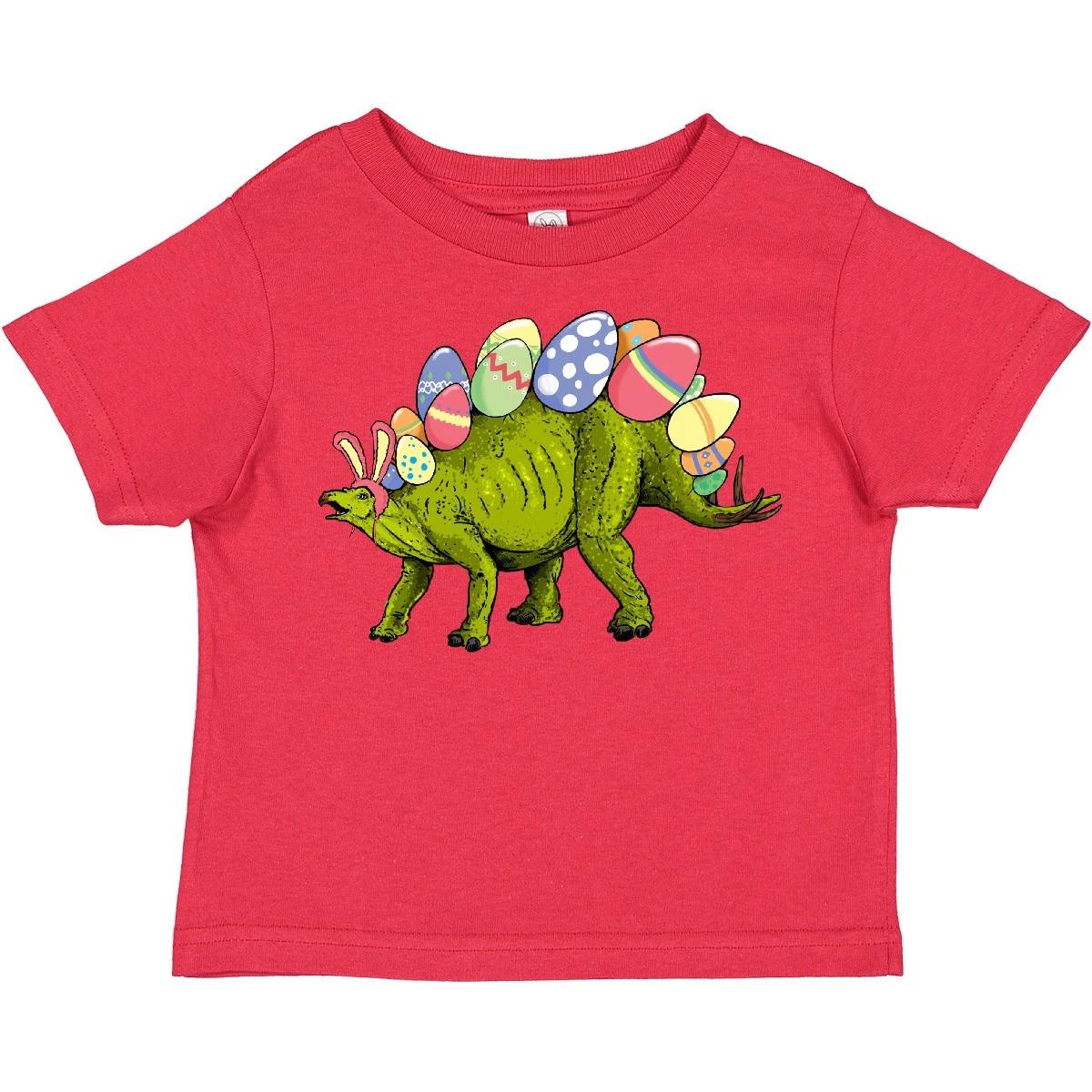 Inktastic Easter Bunny Stegosaurus With Eggs And Pink Ears Toddler kids boys T-Shirt Stego 110