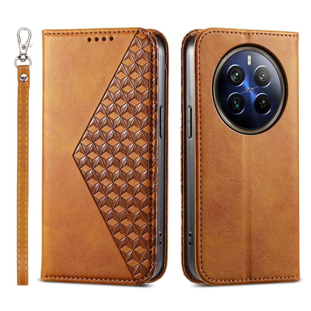 For Realme 12 Pro 5G/Realme 12 Pro+ 5G Case Rhombus Imprinted PU Leather+TPU Phone Cover
