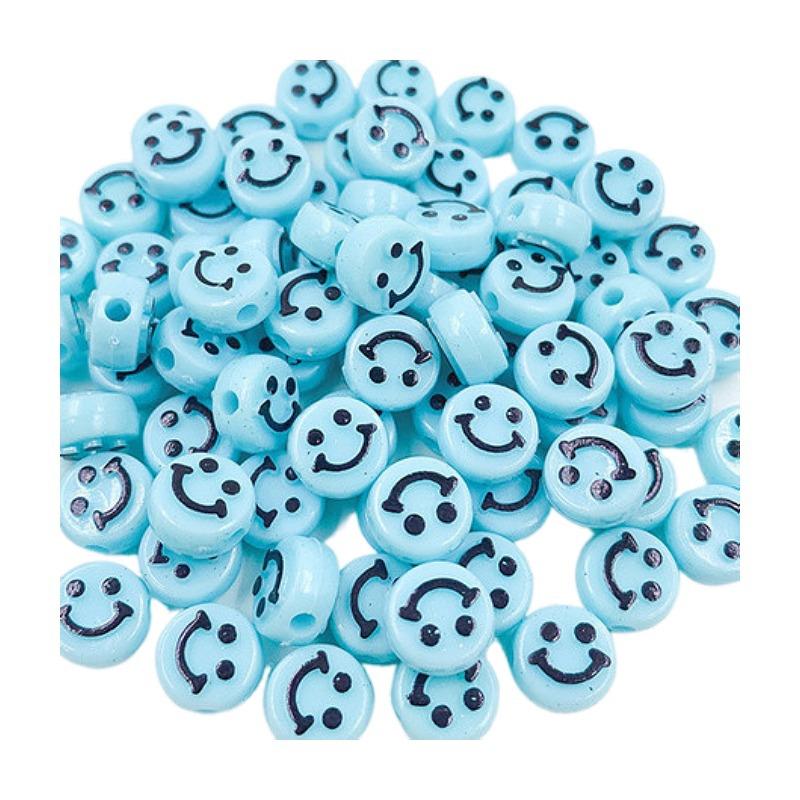 10Mm Round Acrylic Colored Smiley Face Beads Smiley Face Beads Diy Bracelet Beaded Flat Round Beads
