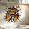 Easy Apply Wall Coverings 3D Tiger Stickers Peel And Stick Roaring Decals Removable PVC Vinyl Stickers Art Mural Decor Realistic Cracked