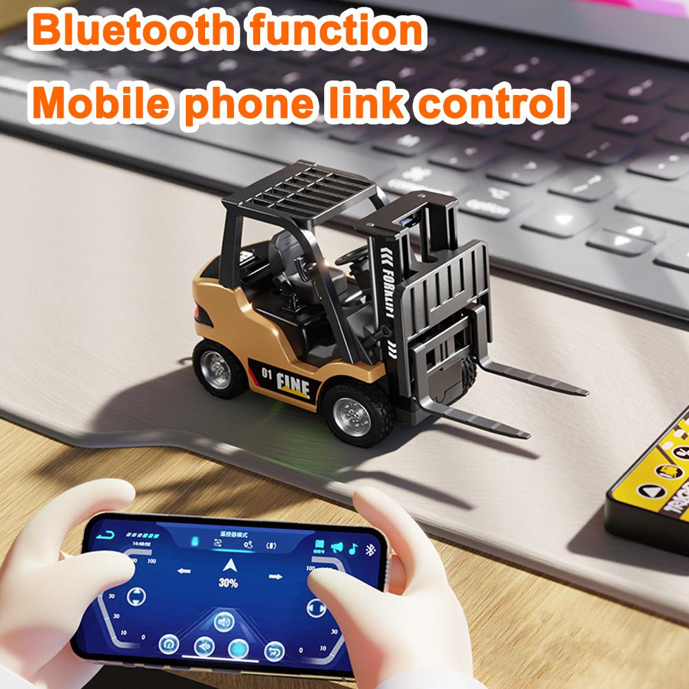 1/64 Alloy Forklift Truck Remote Controll Liftable Engineering Vehicle Tabletop Model toys Collection Gift For Boys