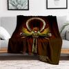 Egyptian Ankh Cross Scarab Beetle Wings Key of Life Poster PrintBlanket Flannel Throw Blanket for Sofa, Bed, Travel, Camping, Office, Couch,