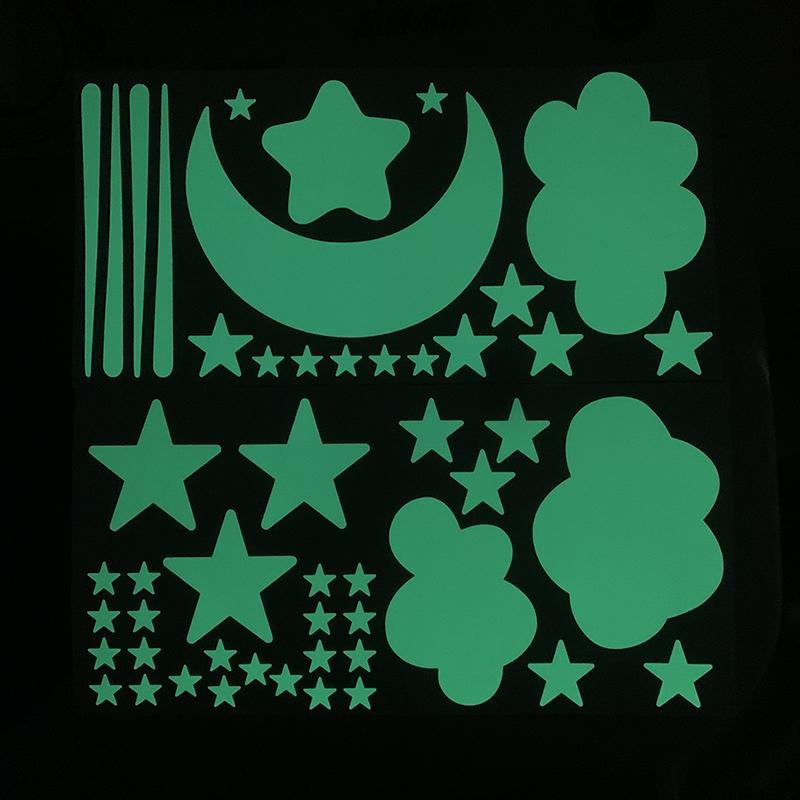 Glow-In-The-Dark Stickers Stars Moon Meteor Wall Stickers Bedroom Children'S Room Wall Decoration Cartoon Luminescent Stickers