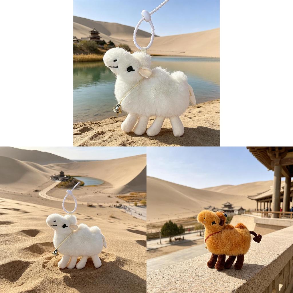 Cute Desert Camel Plush Keychain With Pp Cotton Filling For Travel Accessories And Gifts