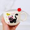 Apple Cat Red Souvenir Set Cartoon Cute Festive Ceramic Cup with Lid Spoon Mug Personalized Hand Cup