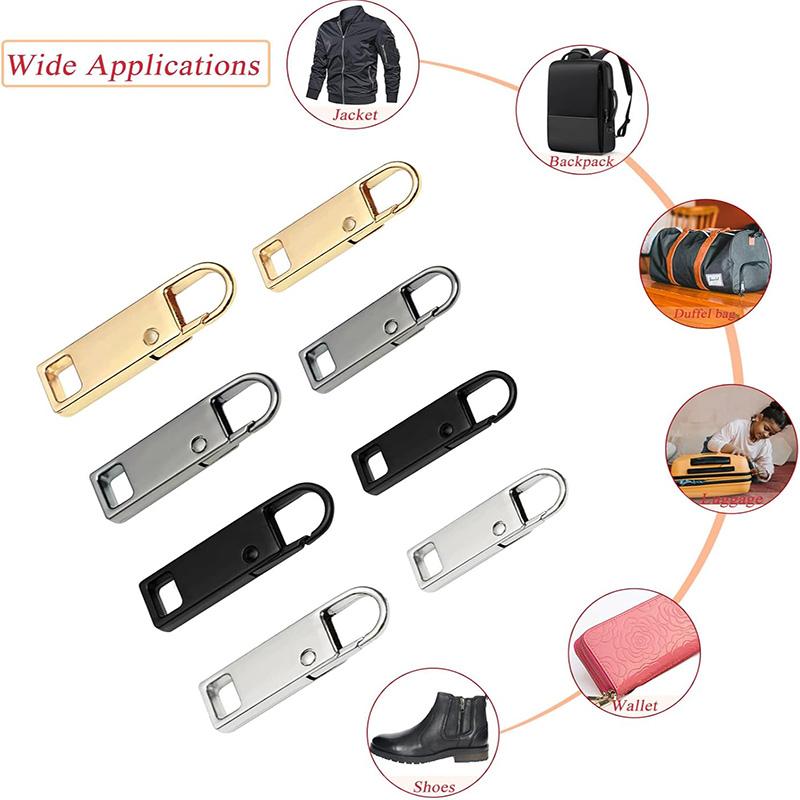 12Pcs Detachable Zipper Repair Set 4Colors Metal Zipper Pull Replacement Instant Fix Zipper Repair Kit Spare Zipper Pulls Set