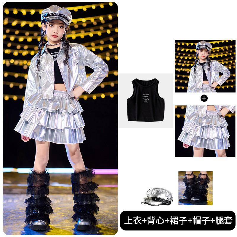 Girls Hip Hop Dance Set Shiny Performance Costume Kids Jazz Stage Show