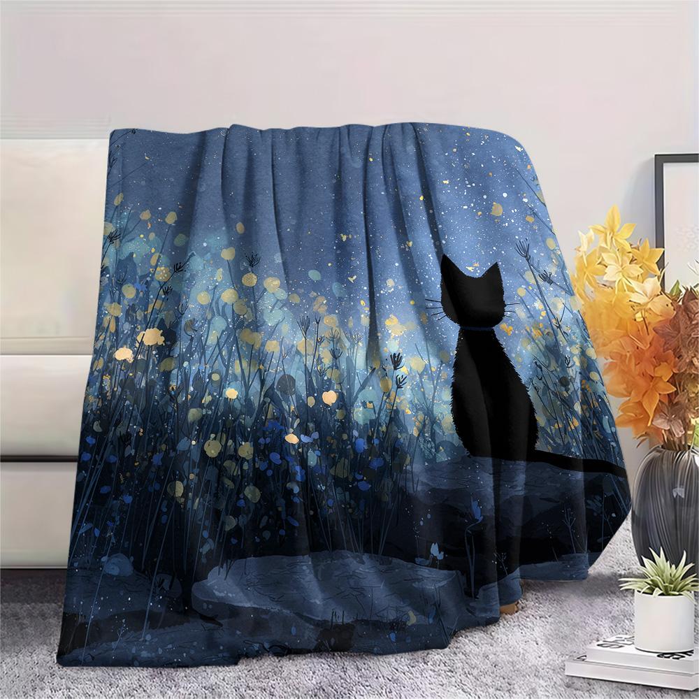 Cats Print Flannel Blanket, High quality Comfortable for All Seasons, Home Decor, Warmth and Comfort