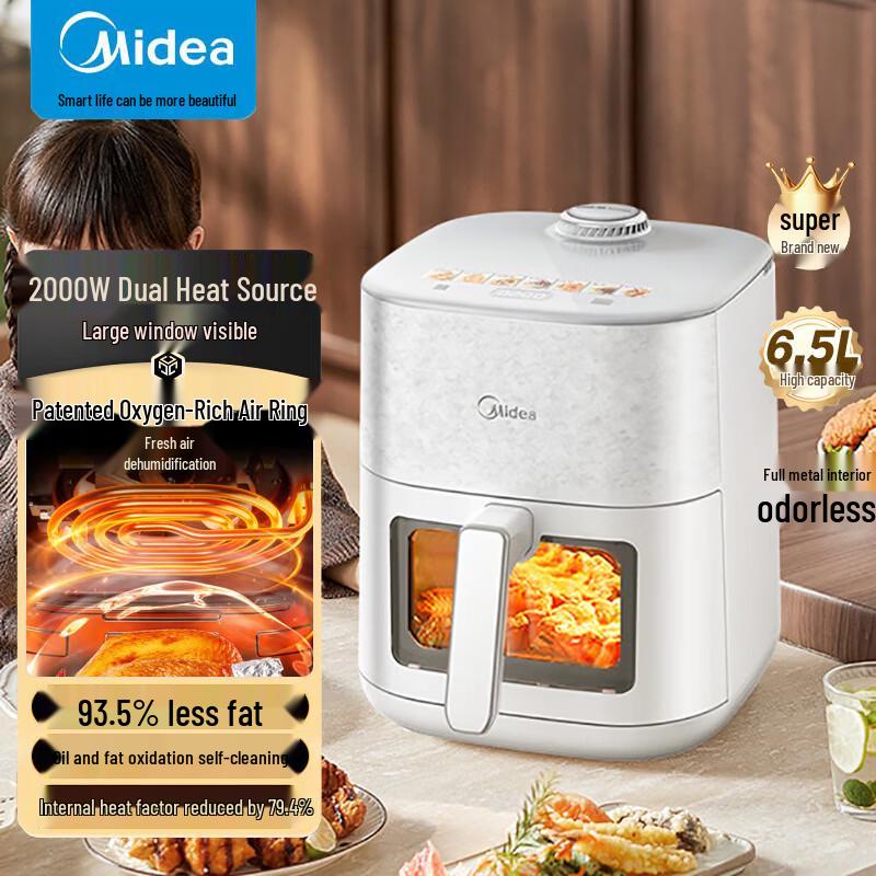 Midea 6.5L Fresh Air Roasting Dual-Heat Air Fryer CN plug (adapter included)