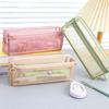 Pencil Case Double-Layer Large Capacity Transparent Mesh Students Exams Stationery Organizer Break-resistant Pencil Bag