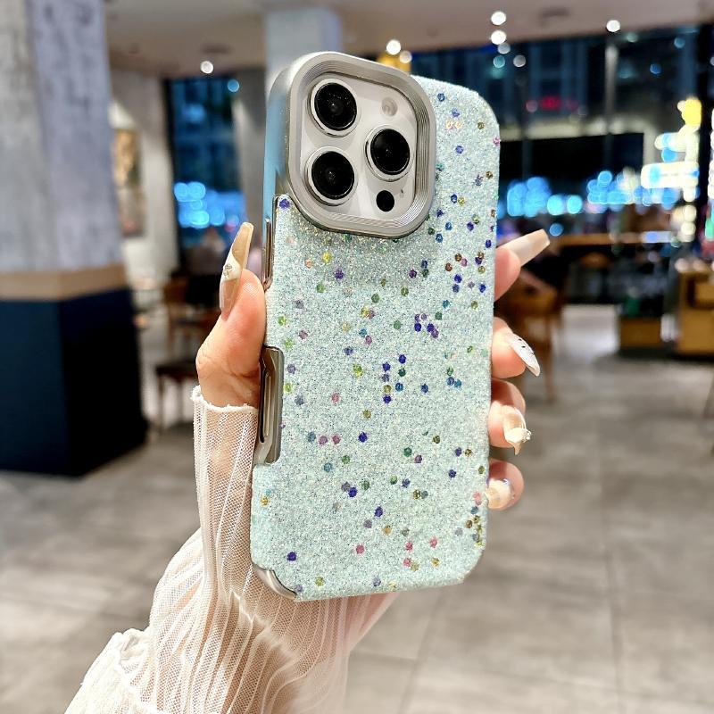 New Luxury Solid Color Shimmering Powder Soft TPU Phone Case For iPhone 16 Pro Max 14 11 12 13 15 Pro Max Plus Bumper Back Cover