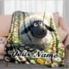 1PC Custom Name Sheep Flower Field flannel blanket versatile,all-season throw suitable for the living room,bedroom,camping,travel,and gift