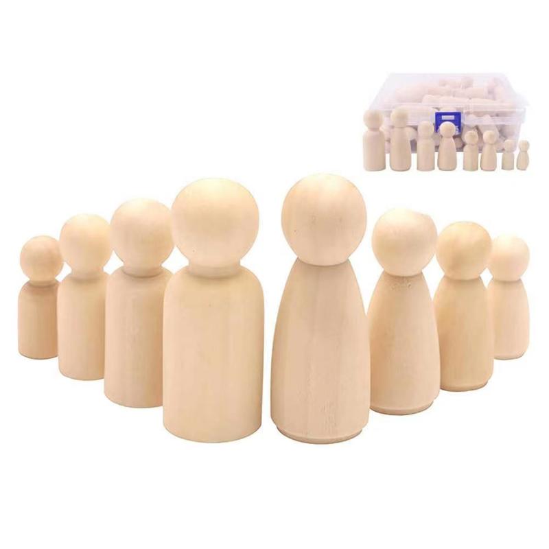 DIY children's painted wooden dolls boys 55 Pieces and girls graffiti small wooden man boxed mixed section