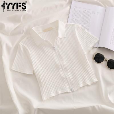 Women's Fashion Casual Summer Spring Solid Color Print Short Sleeve POLO Neck Blouses & Shirts