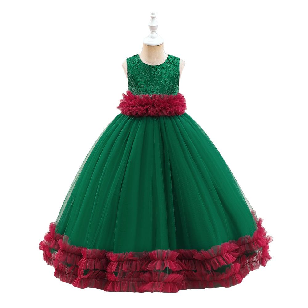 

Элегантное платье макси на Новый год, Рождество для детей, праздничная, свадебная, вечерняя одежда, карнавальный костюм для девочек на год, вечернее платье 140 зелёный