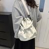 Commuter Crossbody bag for women Korean handbags casual solid color shoulder bag drawstring fold large capacity nylon bucket bag