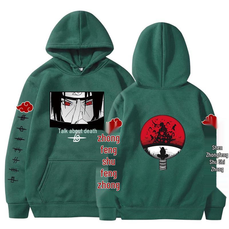 2024 Naruto Anime Men's Trendy Fleece Hooded Sweatshirt - Spring/Autumn Casual Long Sleeve