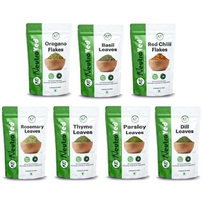NeutraVed Oregano 35g, Chilli Flakes 50g, Basil 35g, Parsley 30g, Thyme 40g, Rosemary 50g And Dill 30g All Herbs Seasoning (270g)