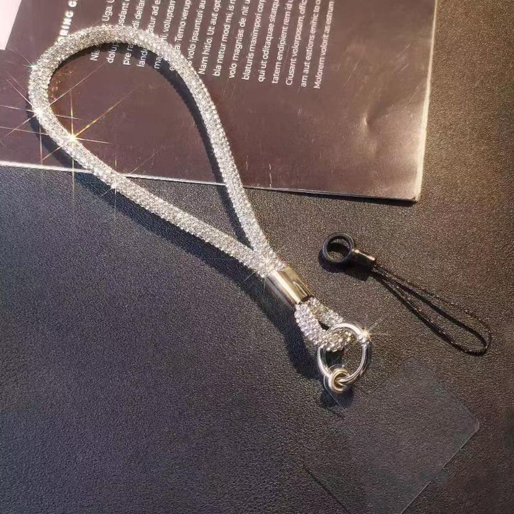 Trendy Glitter Rhinestone Phone Lanyard Bling Bling Flash Phone Wrist Straps Bright Diamond Crystal Keychain Phone Accessories