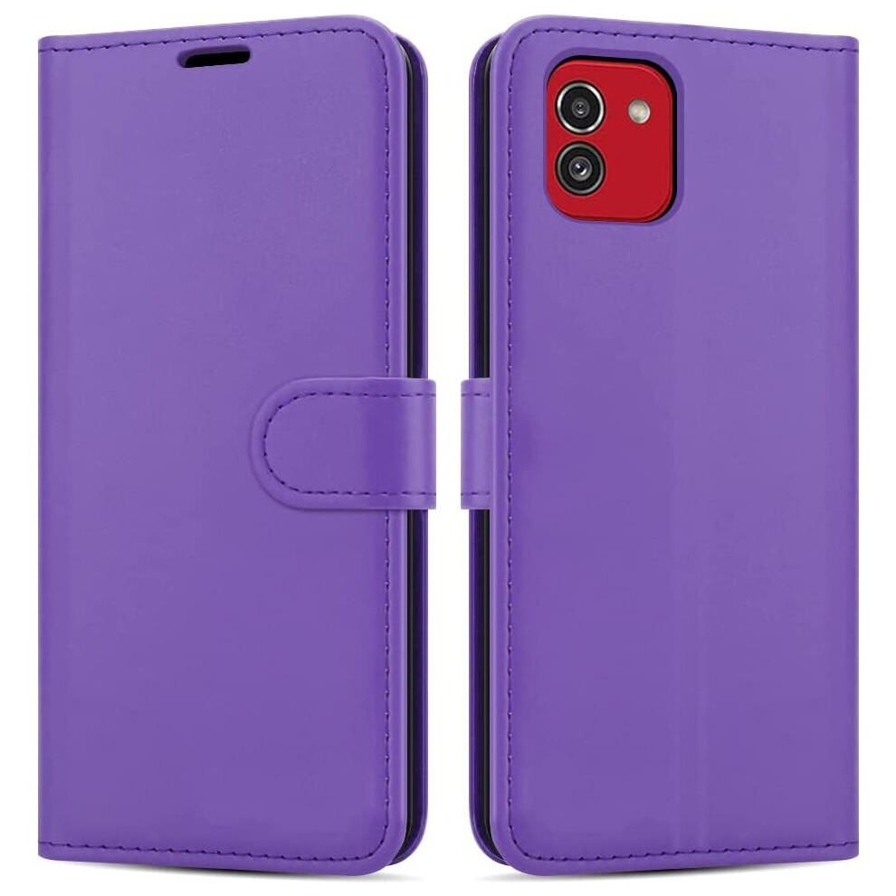 (Purple) Samsung Galaxy A03 Case Leather Wallet Phone Cover