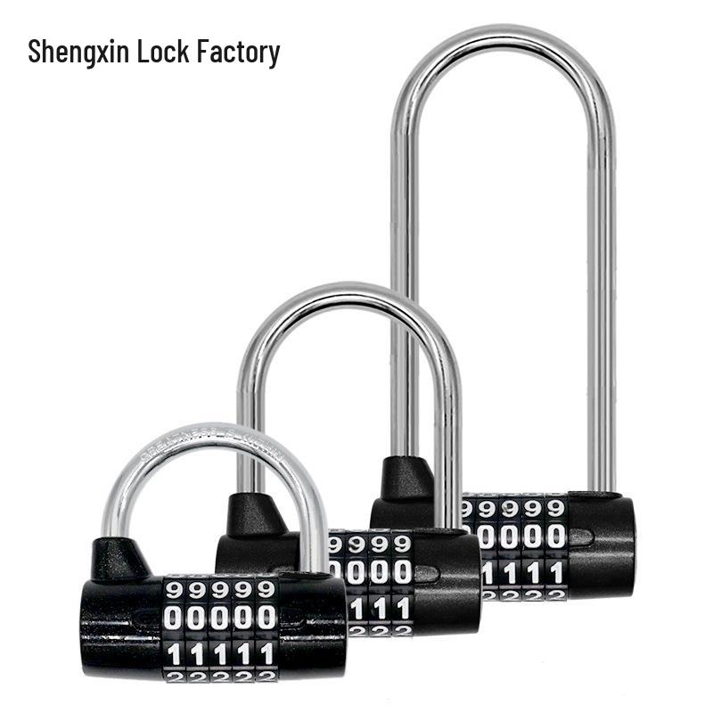 Reinforced Zinc Alloy U-Shaped Gym Padlock with Five-Digit Combination