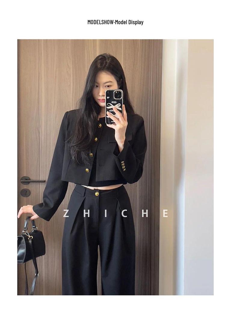 2026 Women's Spring/Autumn Fashion: Short Suit Jacket & High-Waisted Pants Set