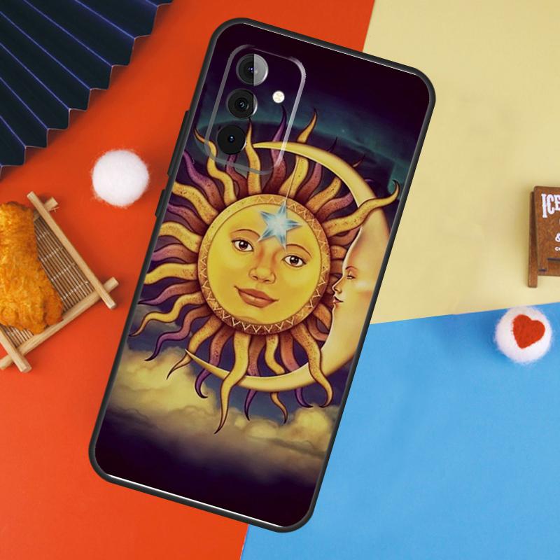 Sun Moon Face Case For Samsung Galaxy A16 A26 A36 A56 A17 A55 A35 A15 A52 A32 A12 A53 A33 A13 A14 A34 A54