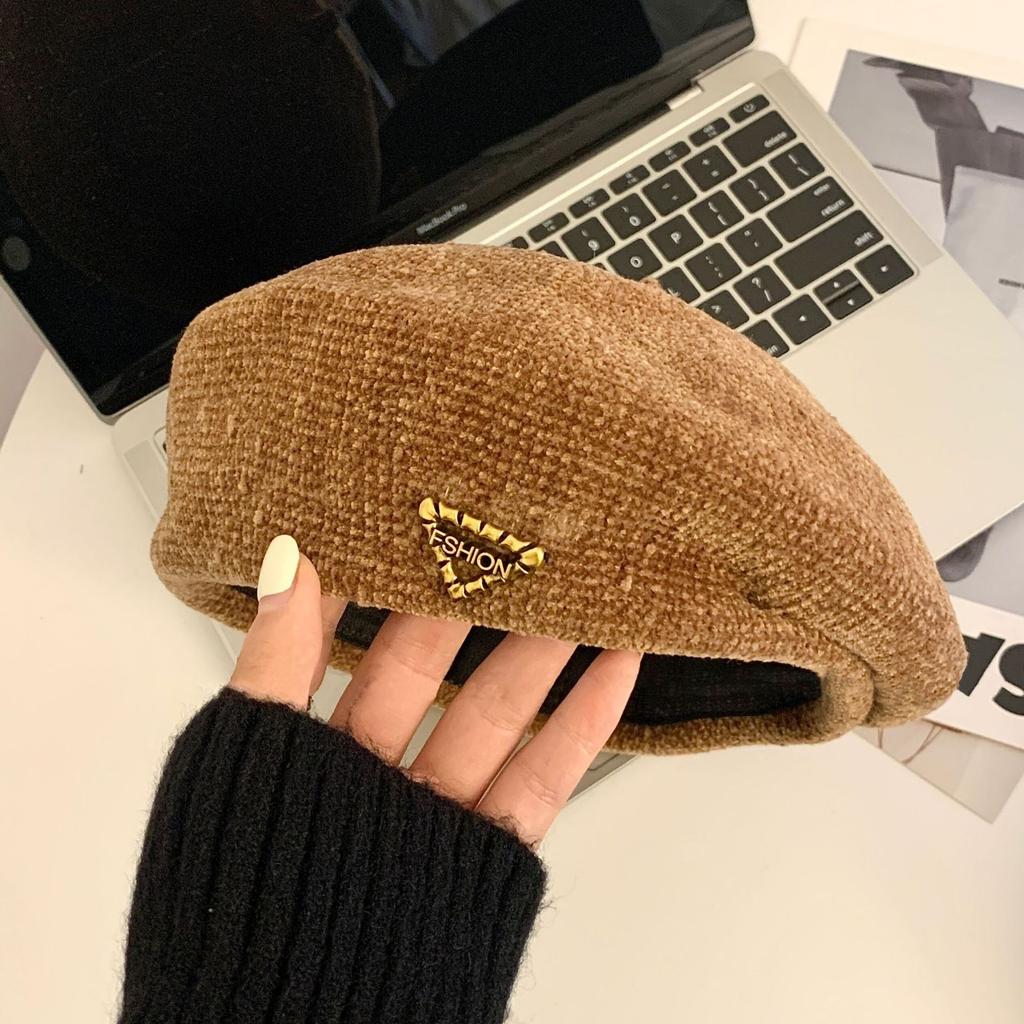 New Autumn and Winter Hat for Women's Retro Beret Big Head Circumference Showing Face Little Painter Hat Korean Casual and Versatile Front Hat