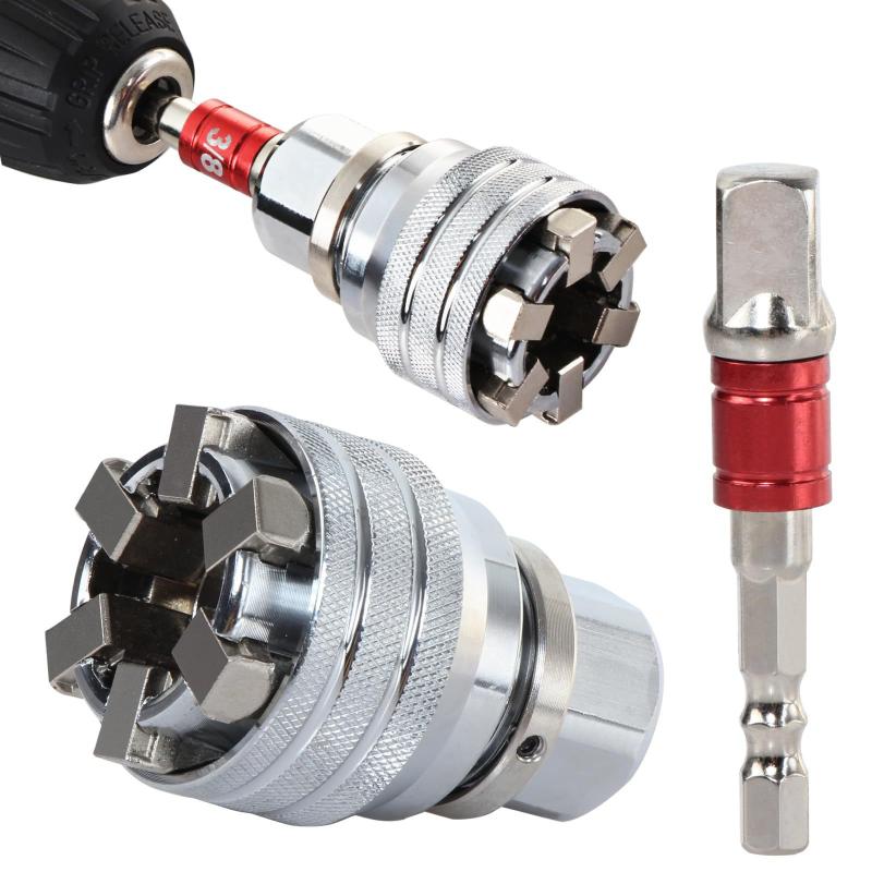 Strumento per prese universali 10-19 mm (Da 3/8" a 3/4") Con Adattatore per Trapano da 3/8", Set di Bussole Passanti Per Riparazioni Meccaniche