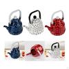 Elegant Enamel Teapot for Electric Stovetop 1100ml Water Kettle Halogen Range