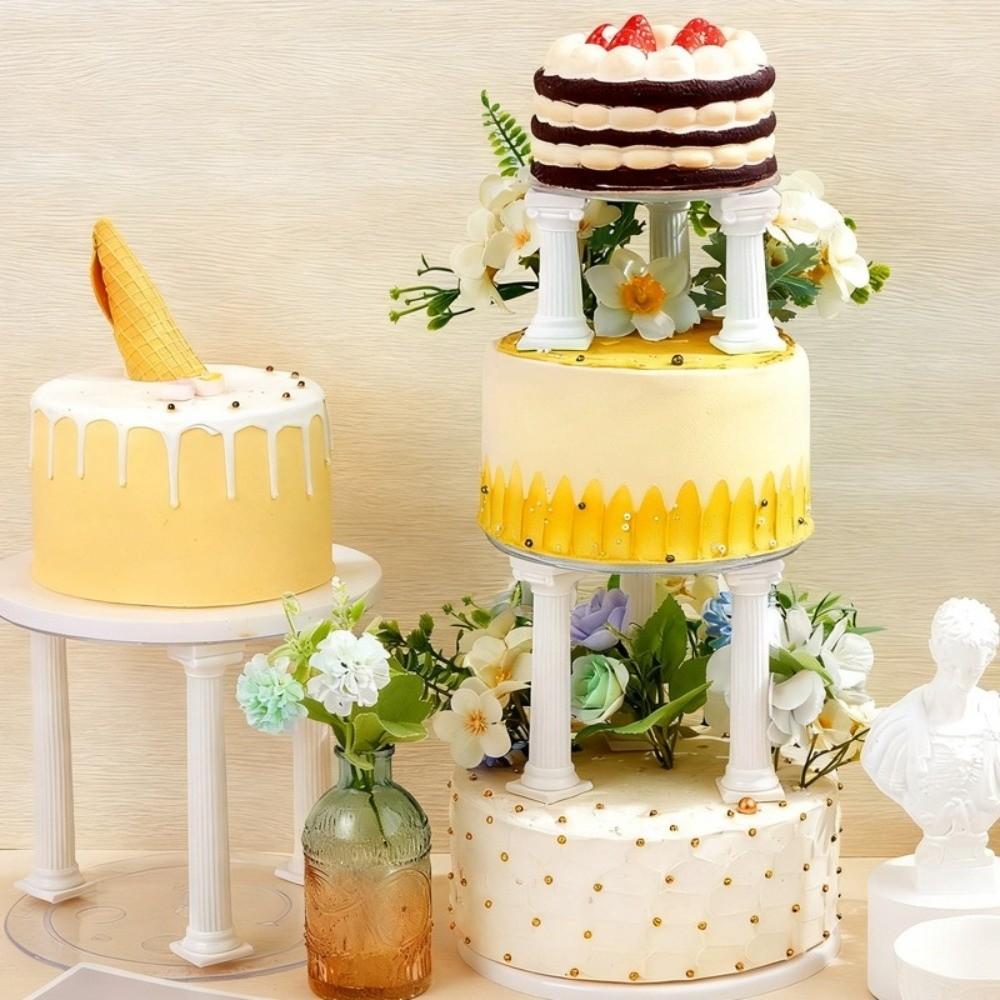 4pcs White Roman Column Cake Stands Shearable Tiered Cake Separators Wedding Decoration