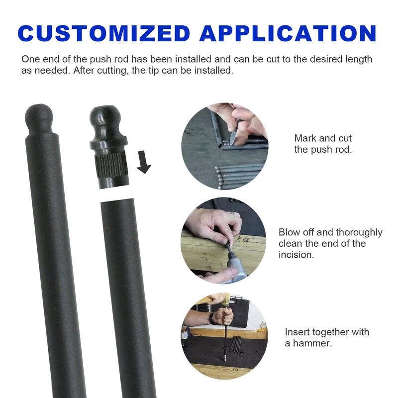 Chromoly Pushrod 3/8" 11.60 Inch 8PCS Durable Engine Push Rod for VW Air Cooled Motors Repair Accessory