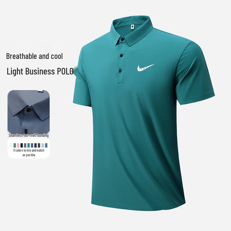 Men's Summer Quick-Dry Breathable Polo Shirt - Stretch Ice Silk Short Sleeve Trendy Top