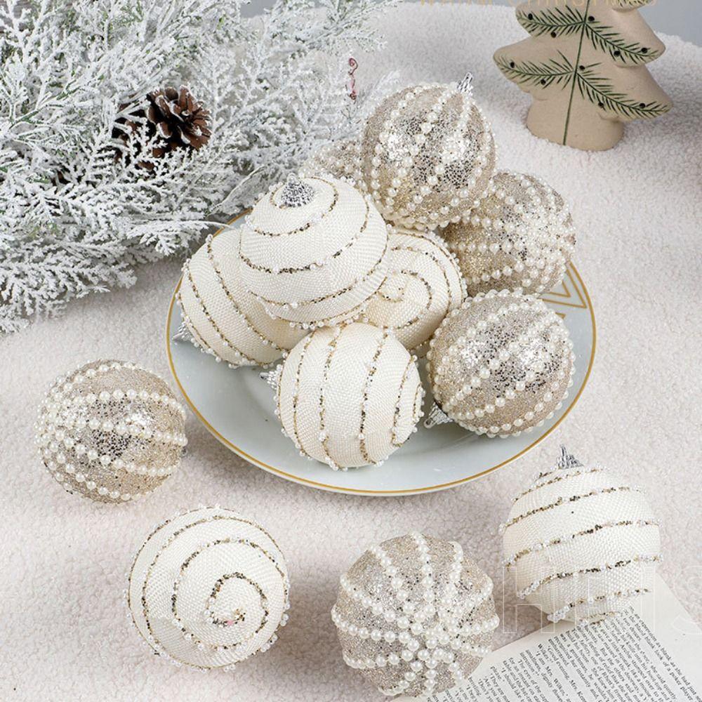 8CM Hanging Balls Foam Sequined Shiny Ball New Year Christmas Tree Decor
