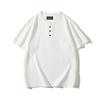 Retro Henry Neck Shirt Men's Short-sleeved T-shirt Summer Trendy Loose Large-size Pure Cotton Shirt