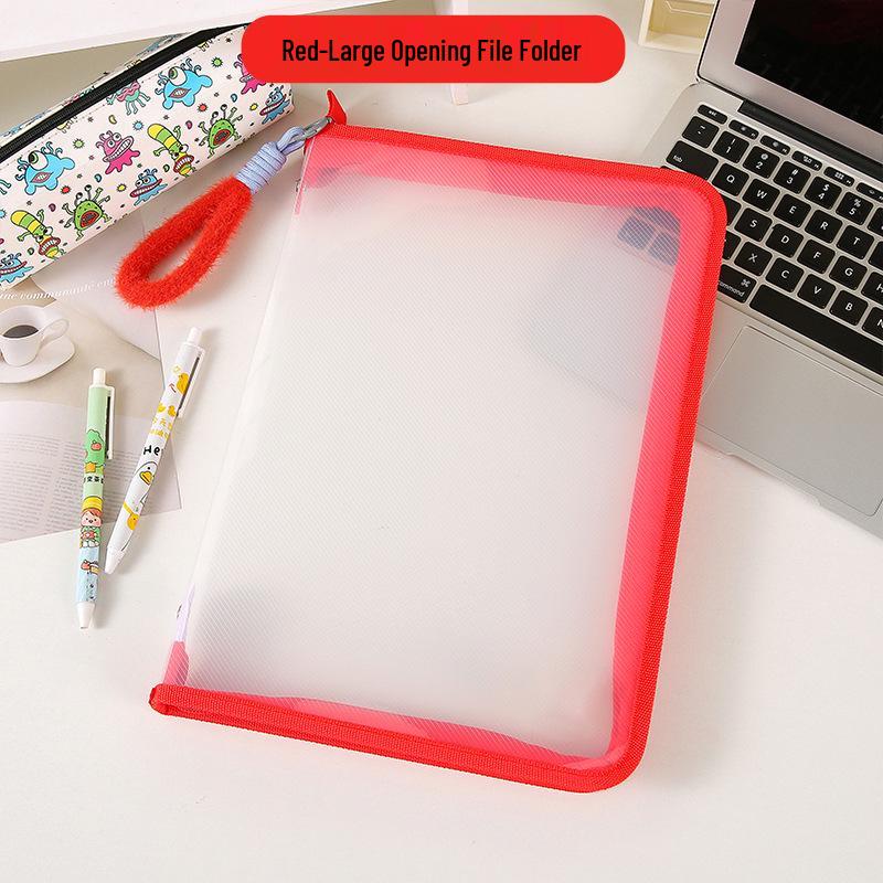 LOMI Transparent Zipper File Tote Bag with Handle for Students