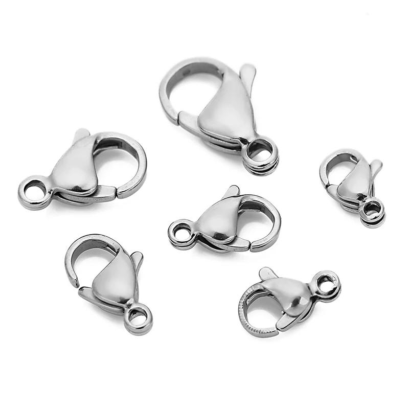 50pcs Stainless Steel Lobster Clasps Hooks for Necklace Bracelet Chains DIY Fashion Jewelry Making Findings Supplies 10mm/12mm
