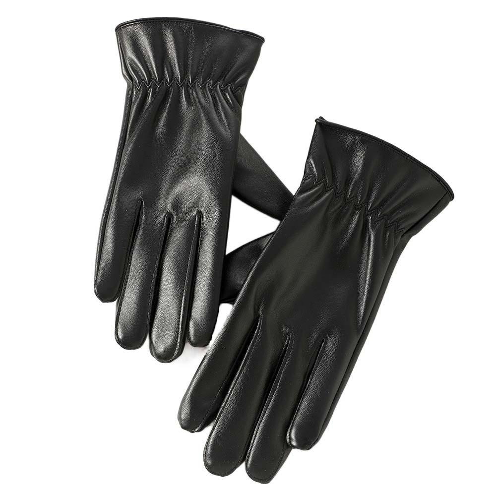 Soft Black Thickened Gloves  Beige Finger Mittens PU Anti-cold Gloves  Outdoor Sport