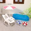 Miniature Beach Scene Set for 1/12 Dollhouses Poolside Display Furniture with Deck Chair Sunshade for Kids Pretend Play