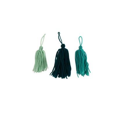 MégaCréa DIY - Pompon houppe en laine Camaieu bleu 8cm 3 pièces