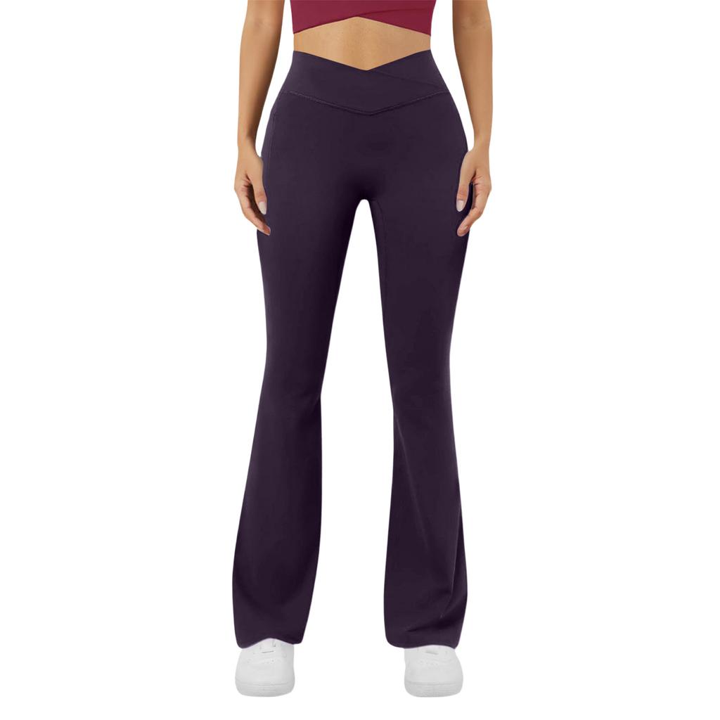 Pantaloni de Yoga Sexy la Modă pentru Femei Talie Înaltă Cruce Picior Larg Culoare Pantaloni de Yoga pentru Exerciții