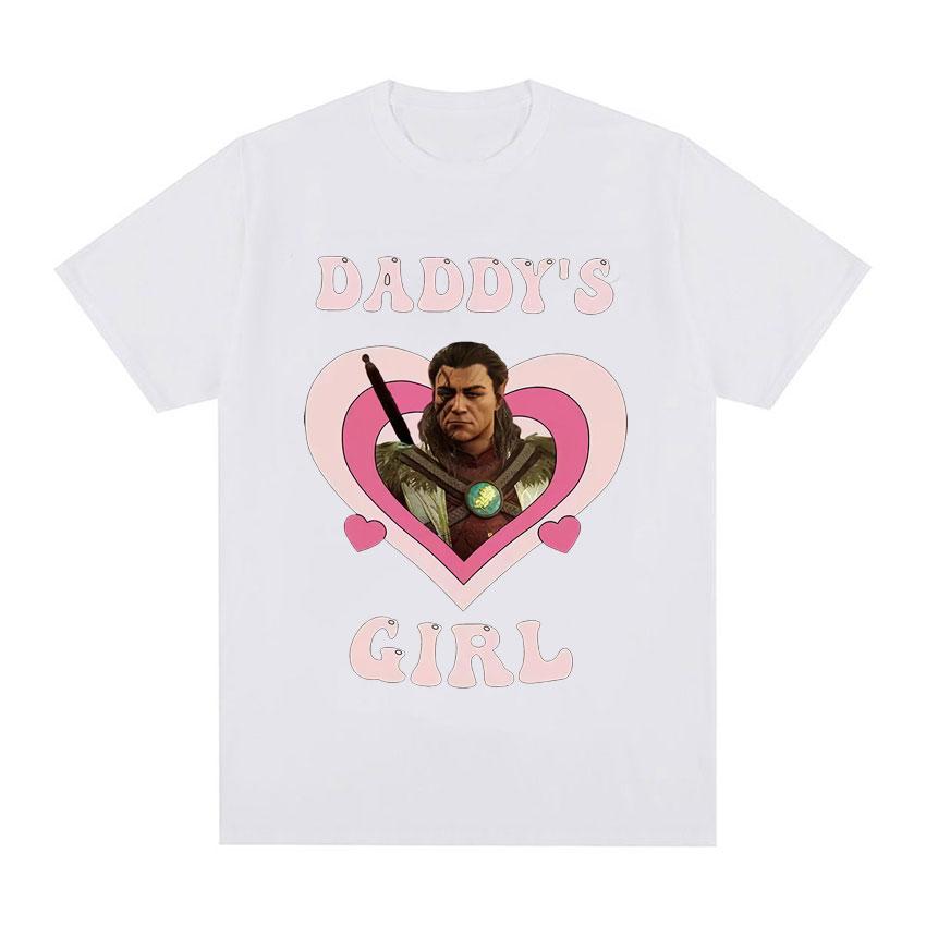 Vintage Halsin Daddy's Girl T Shirt Hot Astarion Bulders Gate 3 Clothes Tee Shirt Unisex Harajuku Aesthetic Short Sleeve T-shirt